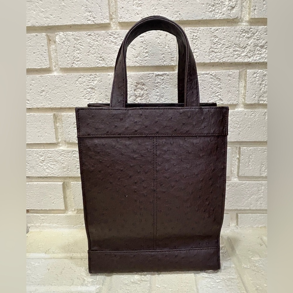 Tommy Hilfiger Ostrich Print Brown Leather Hand Bag